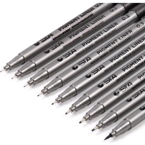 LE Pigment Liner Pigma Micron Ink Marker Pen 0.05 0.1 0.2 0.3 0.4 0.5 0.6 0.8 Different Tip Black Fineliner Sketching Pens