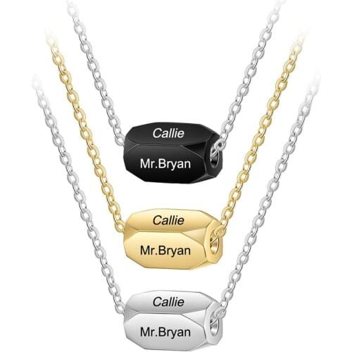 Personalised Gift 3 Color Engraved Name Necklace Strip Pendant Fashion Stainless Steel Necklaces & Pendants (JewelOra NE103090)