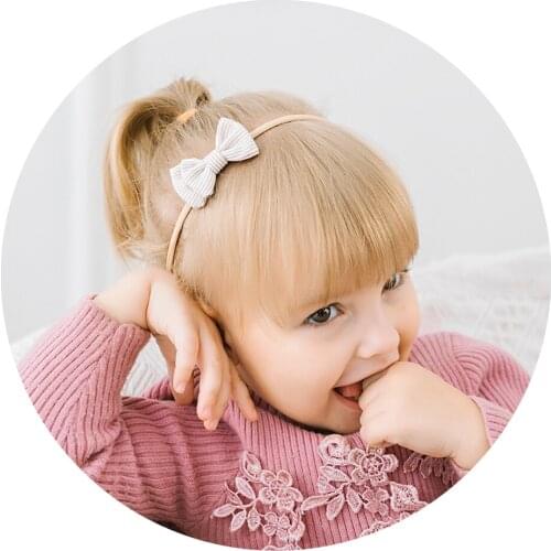 Striped Handmade Bow Nylon Headbands For Girls Cute Double Bowknot Headwear Elastic Hair Band Customized Baby Hair Accessories