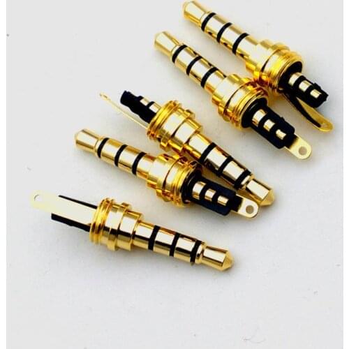 100pcs Gold plated 3.5mm male 4 pole stereo plug Repair Headphone Cable Solder