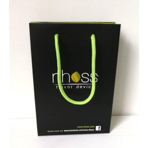 Premium Recyclable Luxury Print Logo Gift Black Tote Shopping Paper Bag with Cord Handle Shoper Bag for Gift Packing Trade Show