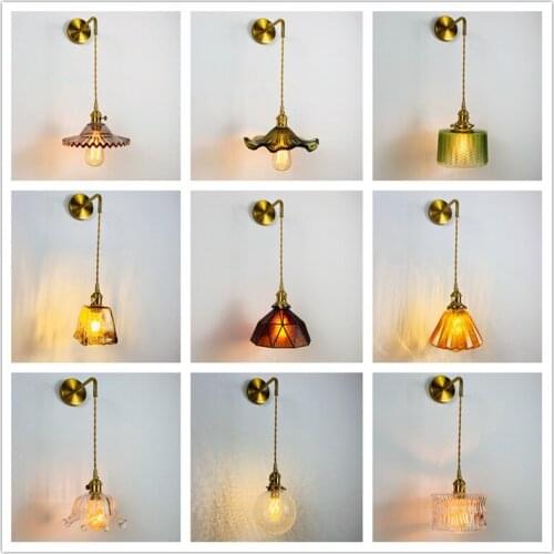 Nordic Bedroom Bedside Lamp Cloakroom Mirror Front Corridor Aisle Creative Japanese Glass Small Wall Lamp E27