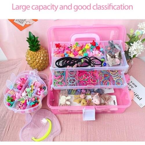 Transparent Plastic Multilayer Childrens Hair Accessories Storage Box Rubber Band Large Capacity Dustproof Desktop Jewelry Box