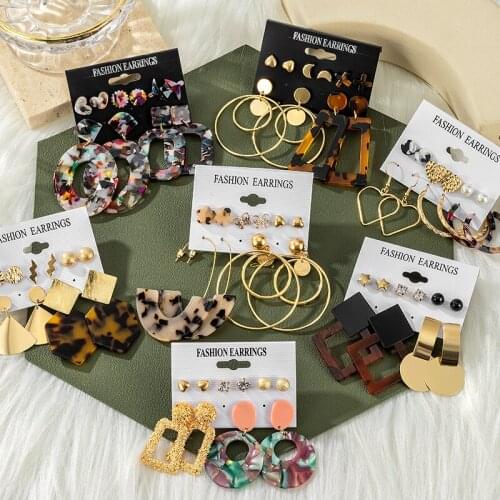 Fashion Womens Pearl Hoop Earrings for Women Vintage Geometric Heart Metal Tassel Drop Earring 2021 Trend Set Female Jewelry