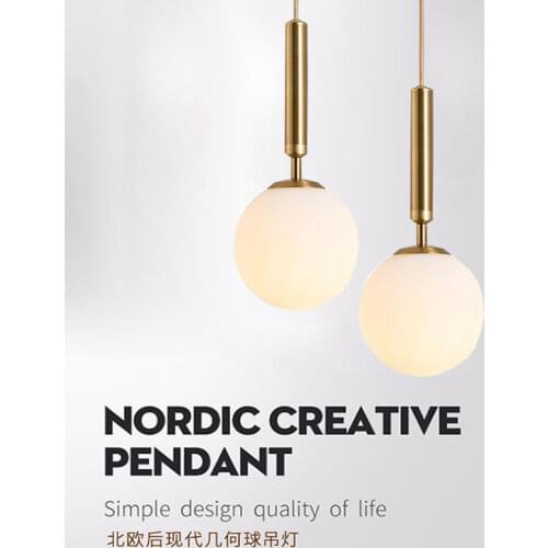 Modern Glass Ball Led Pendant Lamp Fixtures Bedside Gold Indoor Kitchen Hanging Lights Luminaire Dining Room Lighting Decoration