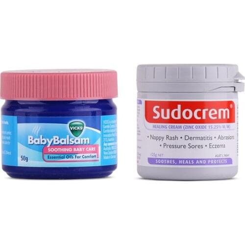 Sudocrem Healing Cream+Vicks Vaporub Baby Balsam Calm Baby Skin Problem Nappy Rash Eczema Treatment Relax Soothe Calm Happy Baby