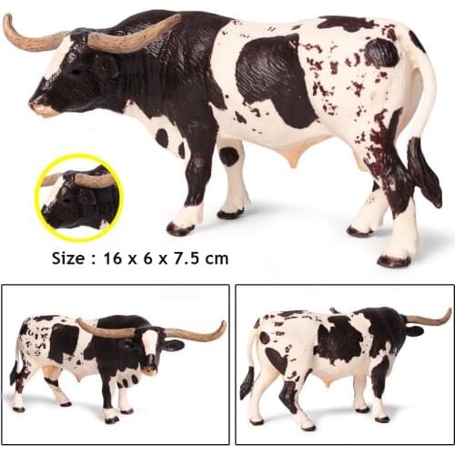 Original Wild Animals World Texas Long Horned Bell Cattle Farm Model Action Figurines Miniature Collection Toy For Kids