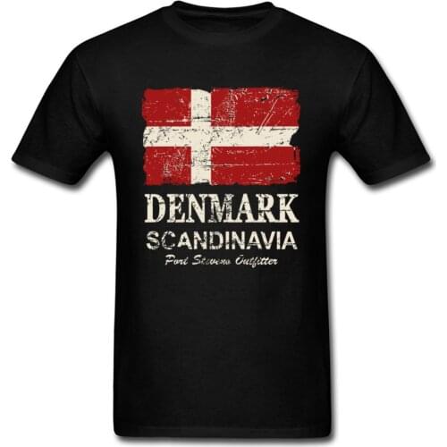 Retro Vintage Denmark Flag Men Brand Tshirt High Quality Cotton Clothing Shirt Round Collar Print T-Shirt For Adult Tour T Shirt