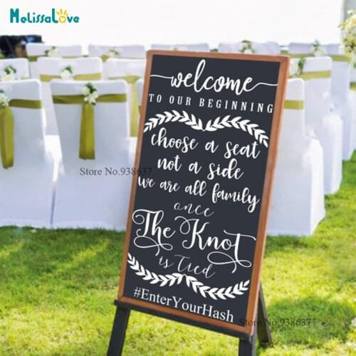 Choose A Seat Design Welcome Wedding Board Sticker Decal Customized Hashtag Reception Sign Stickers B871