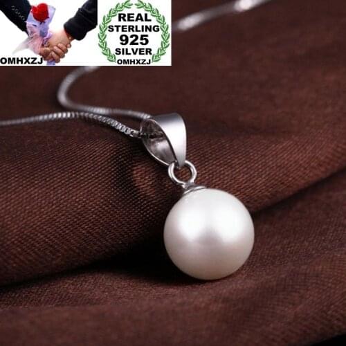 OMHXZJ Wholesale European Fashion Woman Girl Party Wedding Gift White Simple Pearl 925 Sterling Silver Pendant Charm CA30