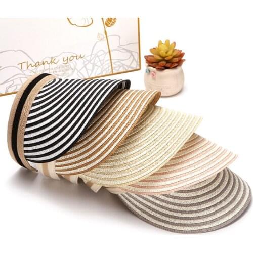 CANZE 2021 Summer Empty Top Straw Hat Women Open Adjustable Peaked Cap Outdoor Beach Sunshade Big Eaves Straw Hat