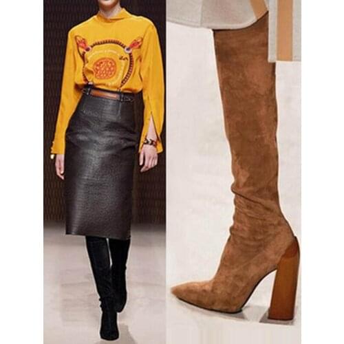 Runway New Suede Women Over The Knee Boots Pointed Toe Sexy High Heels Ladies Party Shoes Casual Female Thigh High Boots