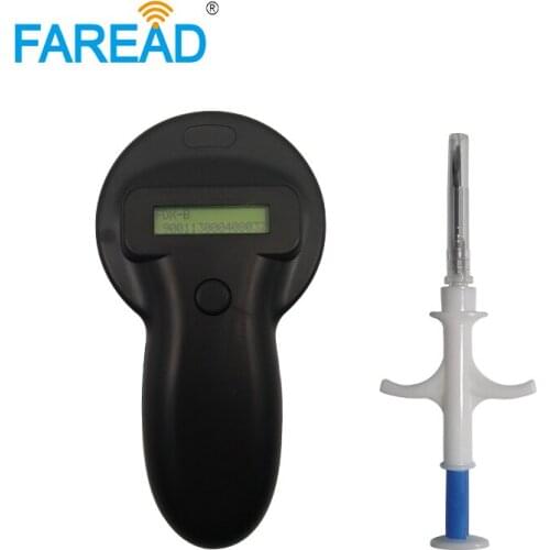 2.12*12mm 134.2KHz Microchips applicator + x1pc animal ID handheld reader scanner ISO11784/5 FDX-B