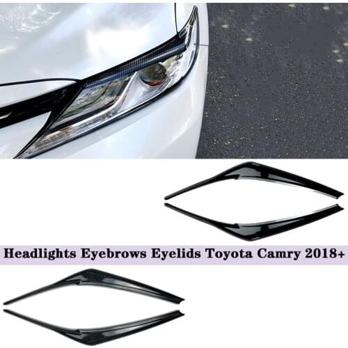 Car Headlights Eyebrows Eyelids Stickers ABS Trim Cover Accessories Car Styling For Toyota Camry 2018