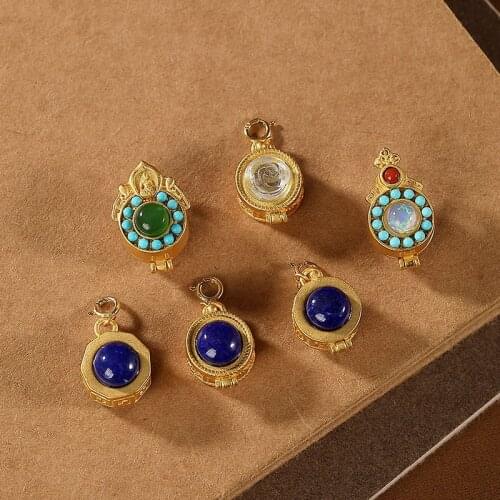 S925 sterling silver gold plated Jasper Turquoise Lapis lazuli Aquamarine DIY carrying strap Accessories