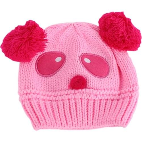 Baby Kids Cartoon Panda Ball Handmade Knitted Crochet Beanie Cap Winter Hat New