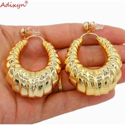 Adixyn Exquisite African Drop Earring for Women/Girls Gold Color Smooth Dubai Wedding Jewelry Gifts N05146