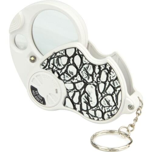 8X 20X Double Lens Pocket Magnifier Portable Jewel Loupe Folding Identify Helping Hand Magnifying Glasses with Led Lights