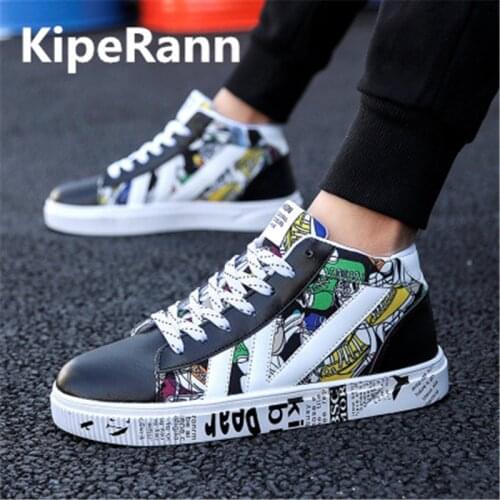 KipeRann 2018 mens skate shoes autumn hip hop leather sneakers mens lace sports running shoes Zapatillas Hombre Deportiva
