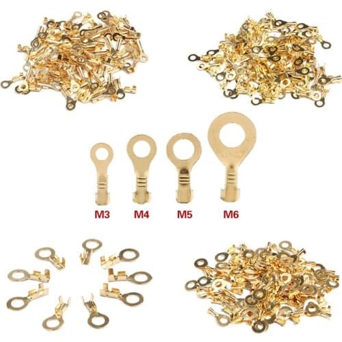 100/150PCS Non-insulated Ring Cable Lugs Terminals Naked Connector 0.5-2mm2 Wire Cable Connectors Brass Terminals Assorted Kit