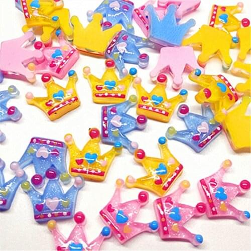 36pcs/pack Mixed Drilled Resin Crown Decoration Crafts Flatback Cabochon Embellishments For Scrapbooking Cute Diy Accessories