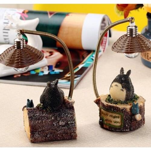 Cute Cartoon Totoro Stars Landscape Lamp Bedside Night Light Creative Resin Home Furnishings Craft Gifts
