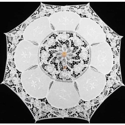 Sun Umbrella Bridal Umbrella White Beige Lace Parasol Umbrella Decorative Umbrella for wedding Photo Costume Party