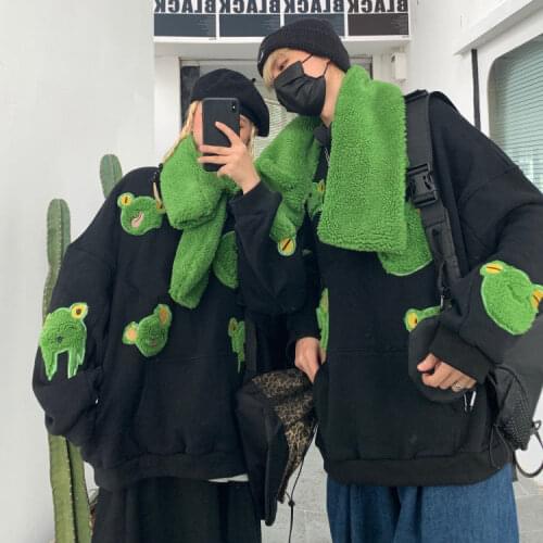 Frog Pullover Sweatshirt Men Harajuku Japanese Streetwear Men Sweat Tracksuit Men Couple Clothes 2021 Spring