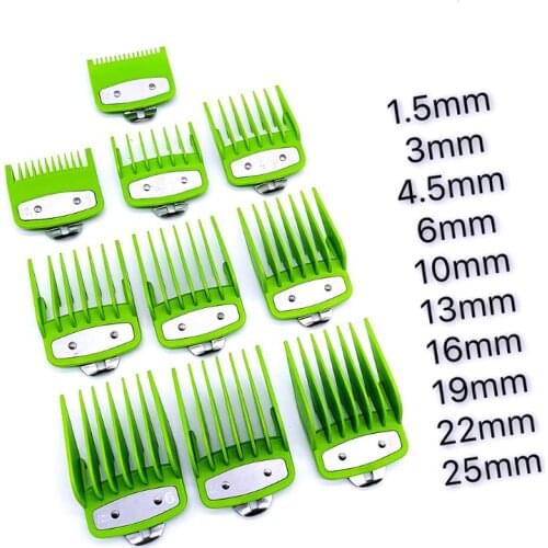 2/8/10PCS Barber Shop Styling Guide Comb Set Hair Trimmer Attachment Hairdresser Clipper Green Limit Comb with Metal Clip