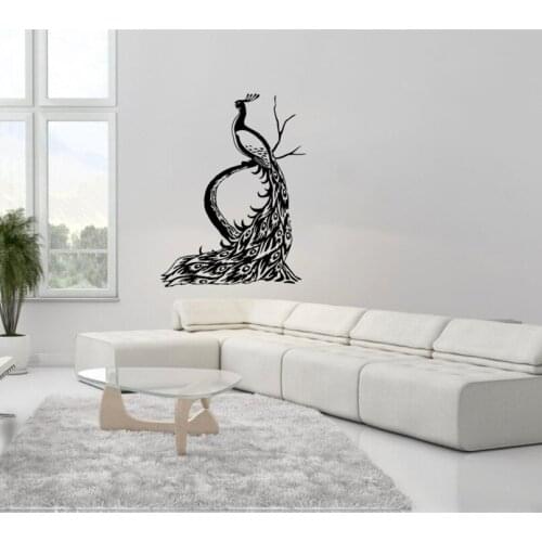 Wall Decal Vinyl Sticker Peacock Peafowl Bird Tail Animal Houseware Living Room Decoration Wall Art Design Mural Interior WW-327