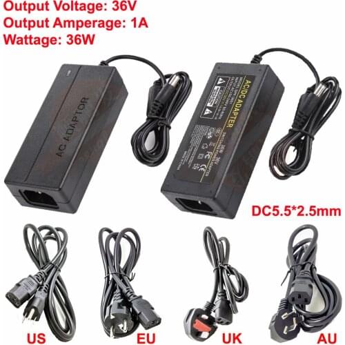 36V 1A 36W Desktop Power Adapter Supply Transformer 110V-240V To DC 36V 5.5x2.5mm Connector Include US/EU/UK/AU Plug