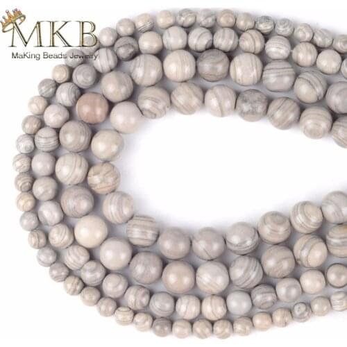 Natural Stones Grey Jaspers Loose Beads 6 8 10mm Round Ball Beads Diy Bracelet Necklace Jewelry Making 15inches/strand Wholesale