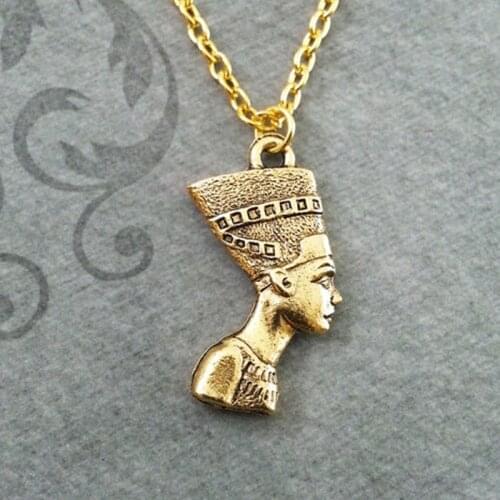 New Eqyptian Pharaoh Charm Nefertiti Necklace Great Royal Wife Pharaoh Akhenaten Egyptian Theme Alloy Material Pendant Necklace