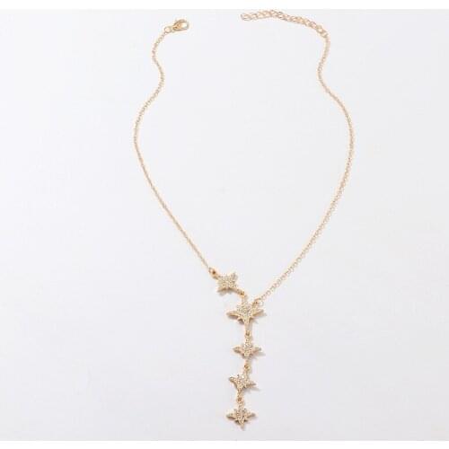 New Arrival Womens Alloy Necklaces Golden Set Auger Star Banquet Necklaces Jewelry For Girls Party