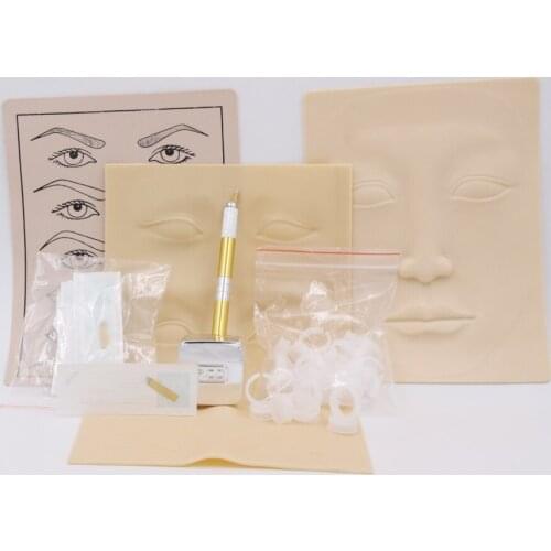 New style permanent makeup eyebrow tattoo kit microblading professional with 3pcs tattoo skin paste and baldes for beginner