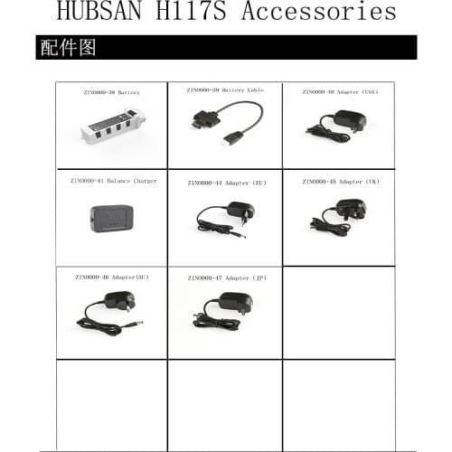 Original Hubsan Accessories ZINO H117S Battery Cable Balance Charger USA EU AU UK JP Adapter