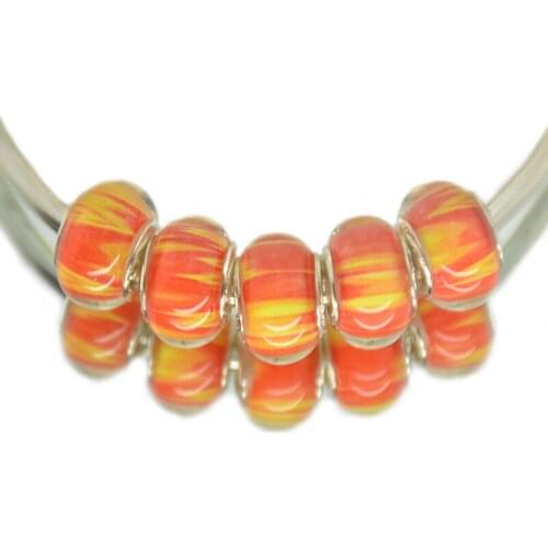 Silver Plated Pink DIY Bead Charms Acrylic Big Hole Beads Fit Women Pandor Bracelet & Bangle Jewelry amber dijes de plata 925