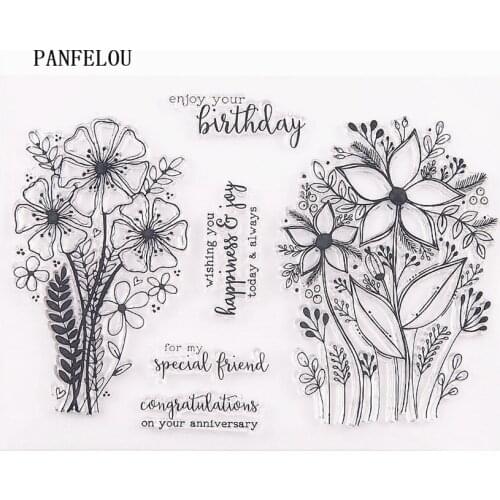 PANFELOU Romantic flowers Transparent Clear Silicone Stamp/Seal DIY scrapbooking/photo album Decorative clear stamp sheets
