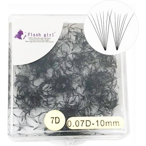 Flash girl new arrival premade fans 7D 10mm 0.07D 1000pcs/box customize private label lashes extension russia volume lashes
