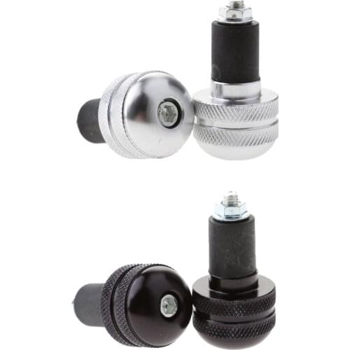 7/8" Silver+Black Motorcycle Street Bike Handlebar Cap Hand Gris Bar End Plug