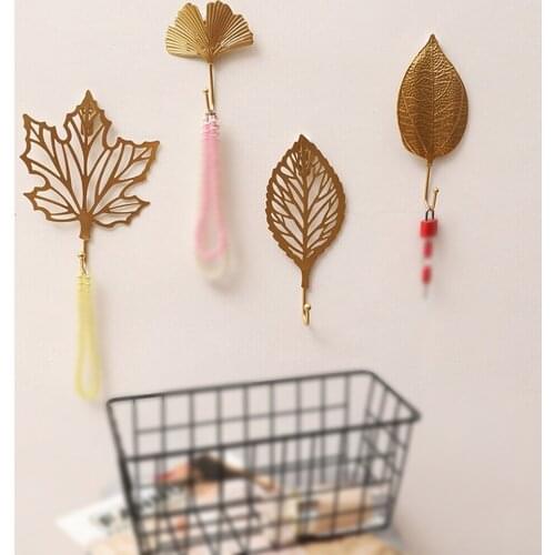 Chic Iron Decorative Wall Hooks, Rustic Leaf Shape Nordic Style Country Charm Iron Hanging Hooks Hanging Rack
