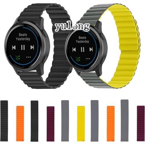 20mm 22mm Silicone Strap Band For Garmin Active vivoactive 4 Magnetic Loop Watchband