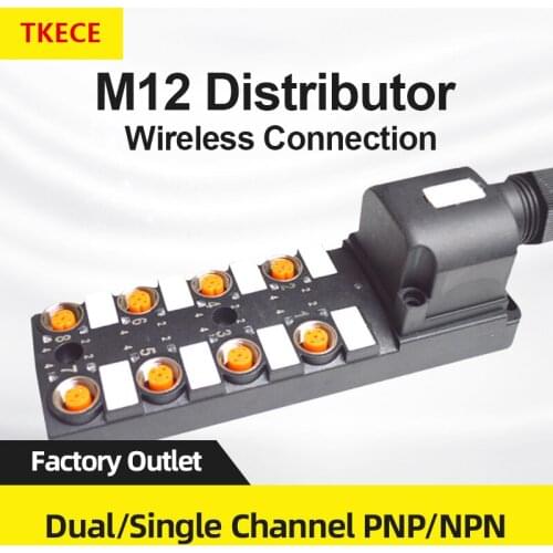 TKECE M12 sensor pluggable splitter junction box central distributor NPN dual channel