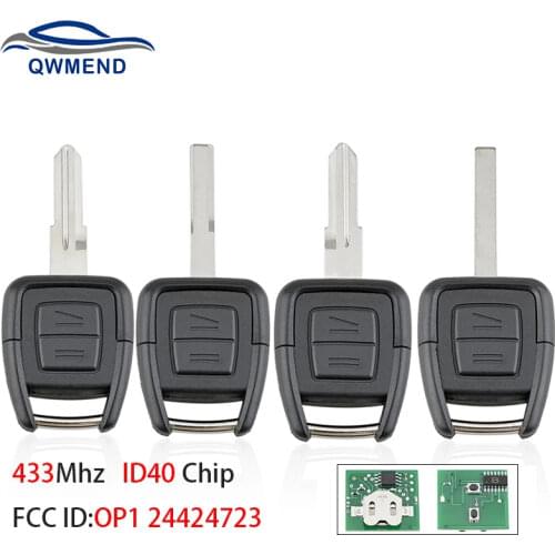 BHKEY 2 Buttons Smart Car Key for Opel Vauxhall Vectra Zafira ID40 Chip 433Mhz Car Remote Key OP1 24424723 for Vauxhall Key