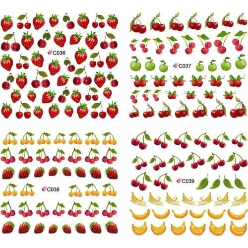 UPRETTEGO NAIL ART BEAUTY NAIL STICKER WATER DECAL SLIDER FRUIT CHERRY STRAWBERRY GRAPE BANANA APPLE C36-39