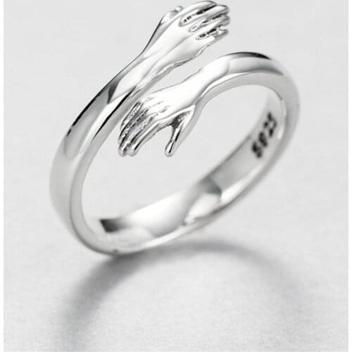 High-Quality S925 Love Hug Ring Silver Color Open Ring For Women Jewelry Gifts For Lovers New Arrival 2021