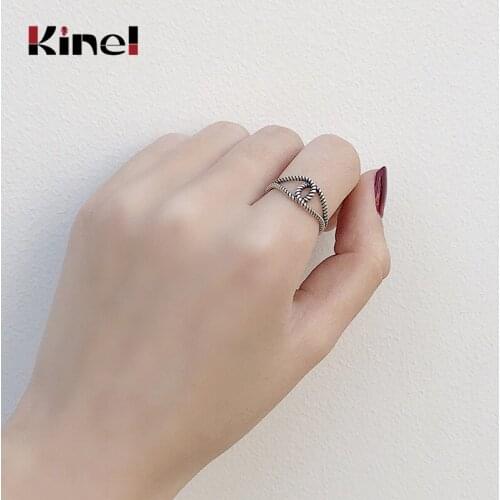 Kinel Real Silver 925 Jewelry Korean Minimalist Female Twist Rings For Women Vintage Birthday Gifts