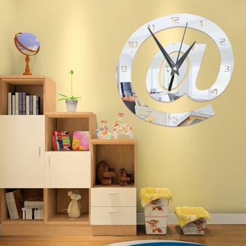 Letter Symbol @ Stereo Mirror Wall Panel Study Bedroom Living Room Background Wall Decoration Wall Clock Wall Decor Stickers