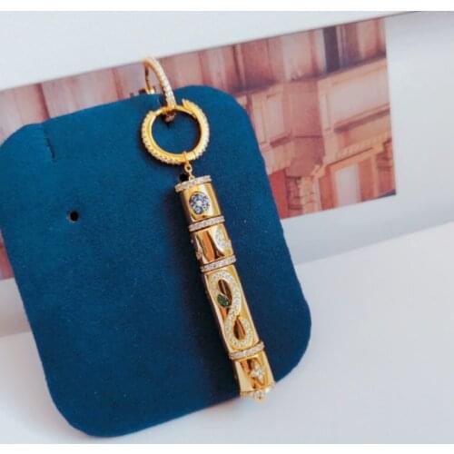 SLJELY Fashion Real 925 Sterling Silver Yellow Gold Color Cylinder Asymmetric Serpent Snake Earrings Pave Zirconia Women Jewelry