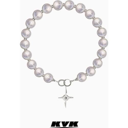 KVK cross necklace female niche design sense 2021 new trend bead simple collarbone chain accessories
